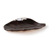 Stoneware Clay Leaf Platter 8.5x5 Inches, Brown - Eyaas